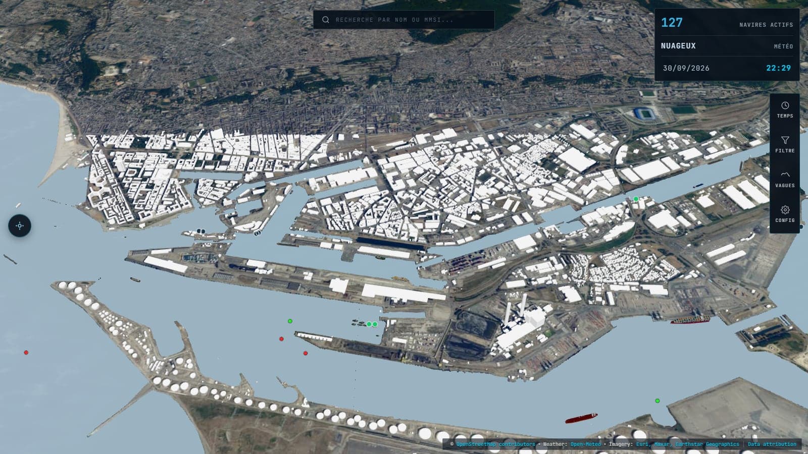 S-WiNG 3D : le port du Havre en 3D dans le navigateur, avec 127 navires actifs, la météo et l’heure en direct